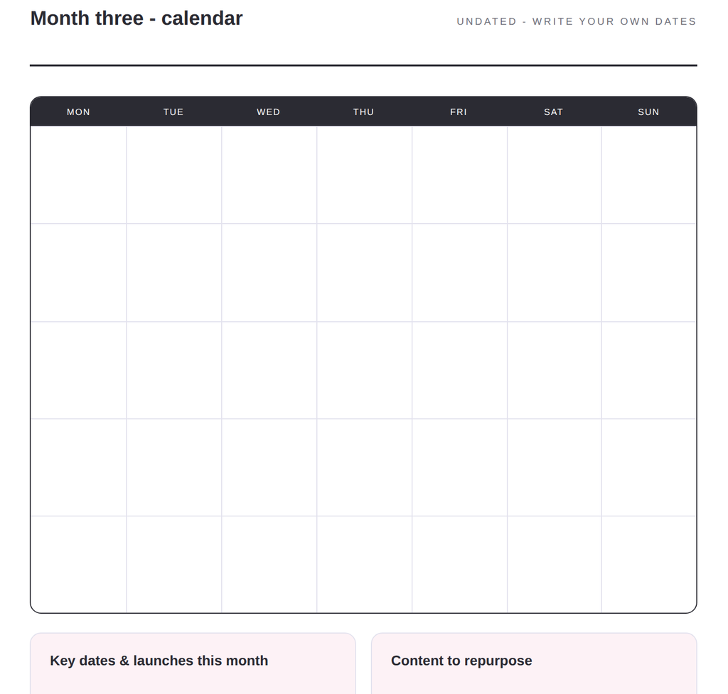 90-Day Social Content Planner