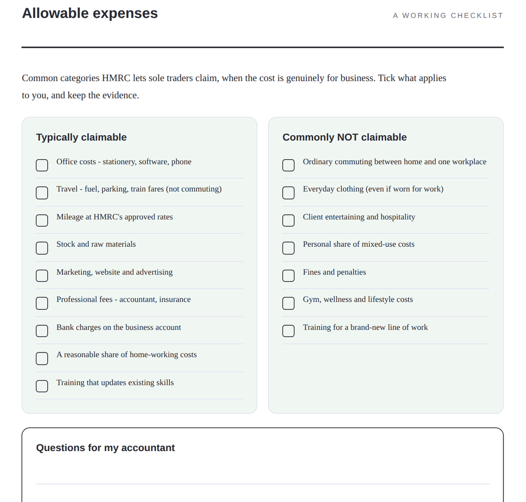 UK Small-Business Bookkeeping Pack