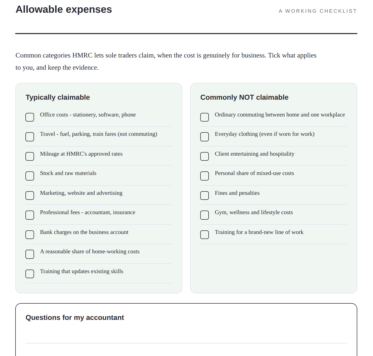 UK Small-Business Bookkeeping Pack